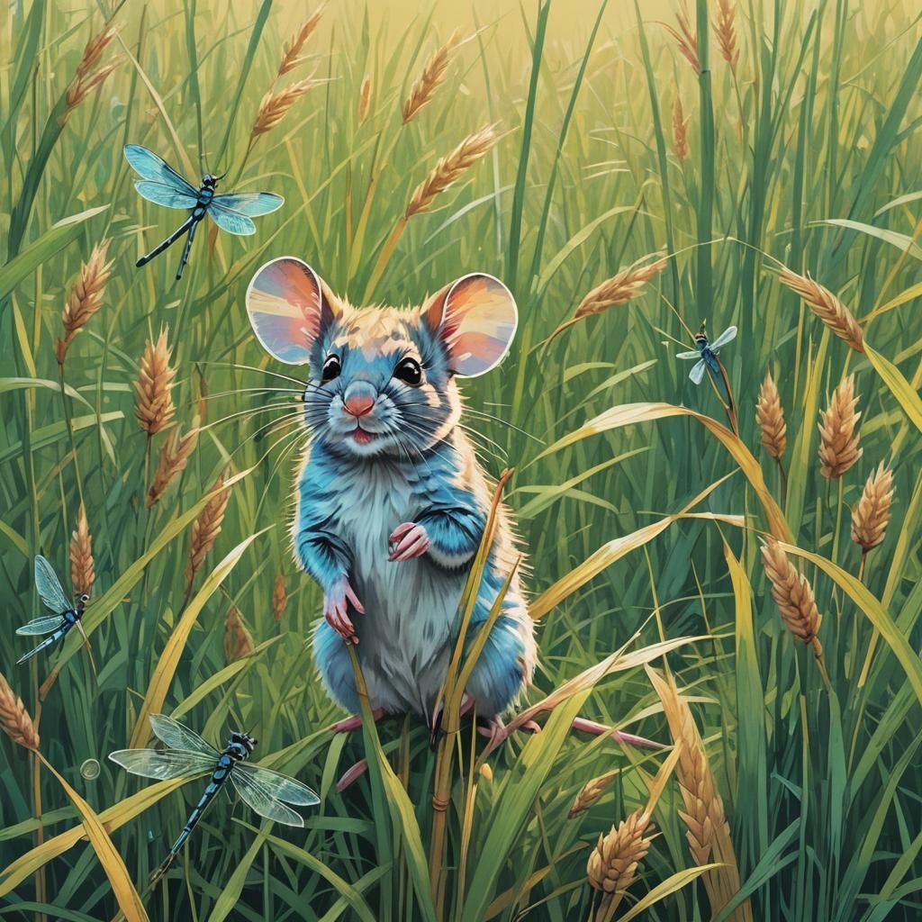 Mouse in Meadow: Pop Art Screen Print
