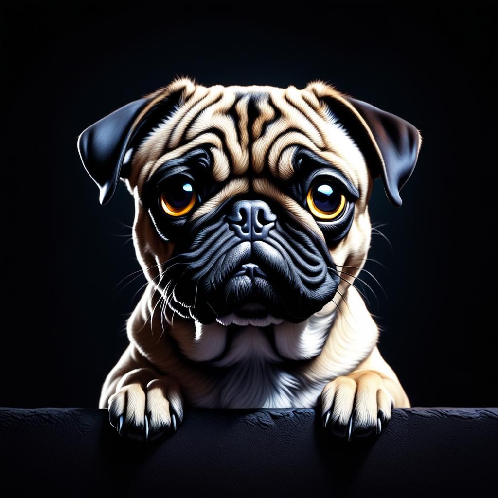 Cute Pug Puppy Eyes: Detailed Matte Painting