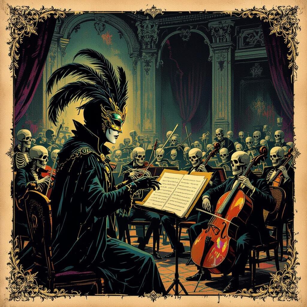 Eerie Golden Age Illustration: Skeletal Orchestra