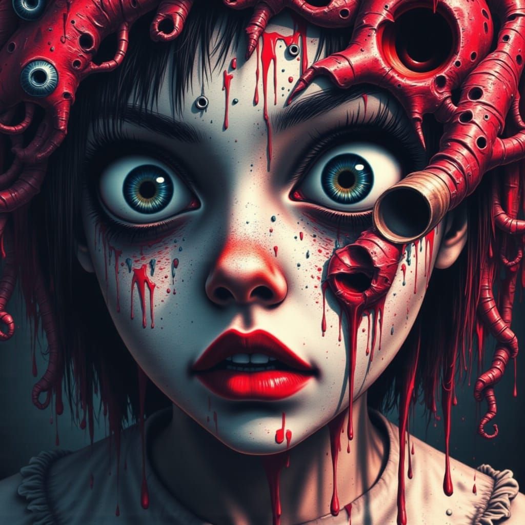 Haunted Doll with Cracked Face in Dynamic Pastel Lighting