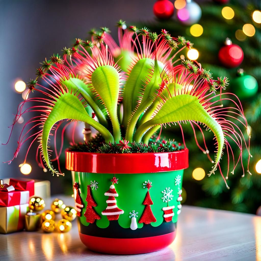 Christmas Venus Flytrap in Living Room