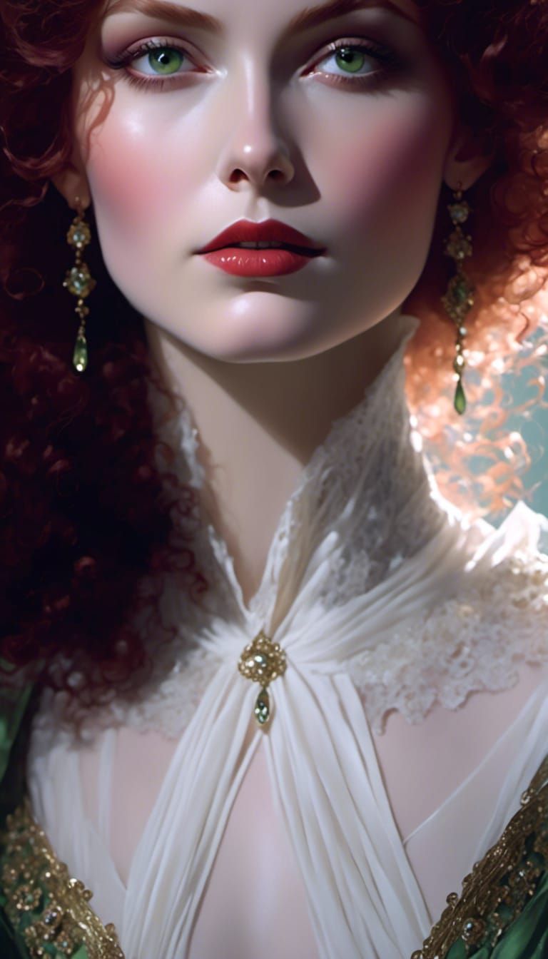 Bride of Dracula: Victorian Vampiress in Crimson and Gold