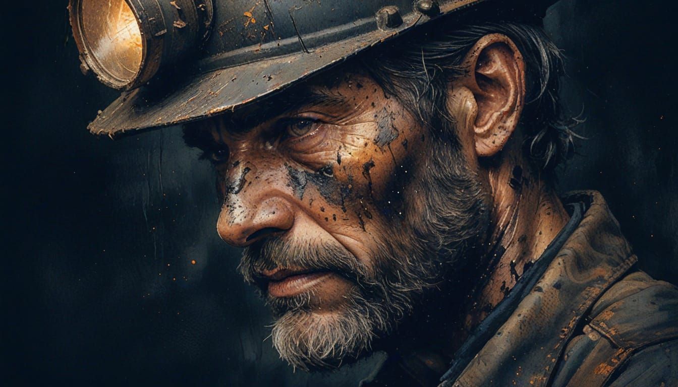 Close-Up Portrait of a Grimy 19th-Century Coal Miner