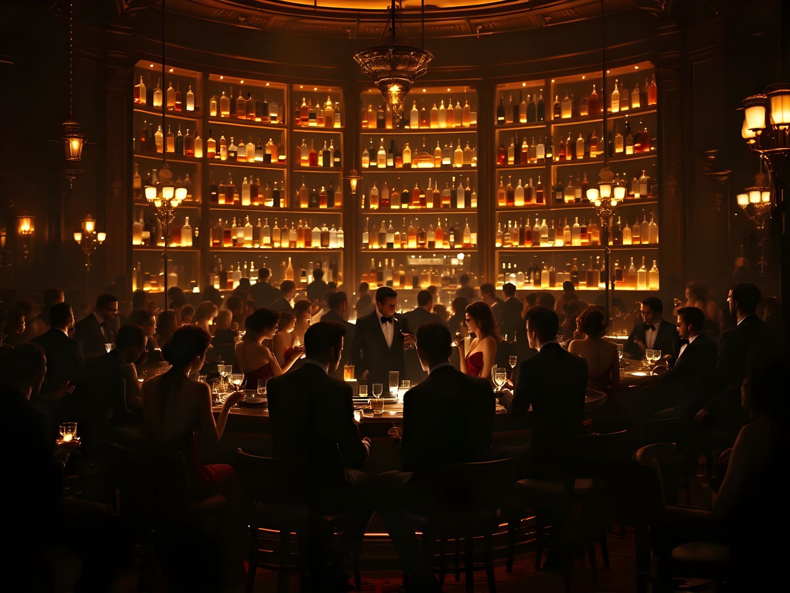 1920s Speakeasy Nightlife in Dark, Moody Ambiance