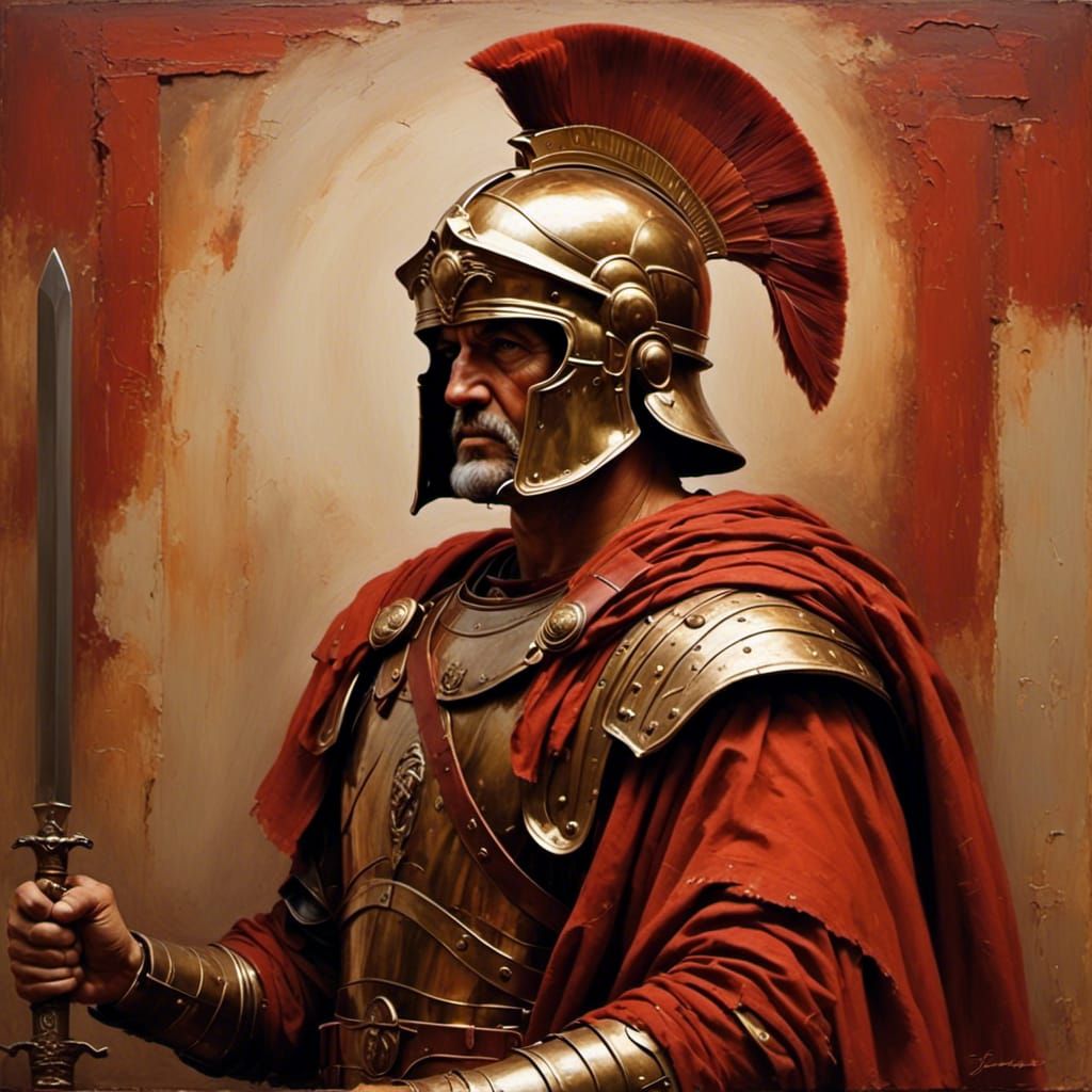 Roman Centurion in Oil Painting Style