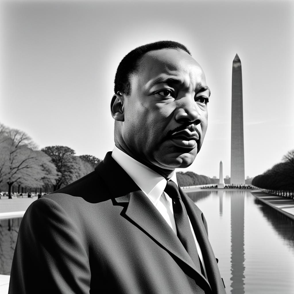 Martin Luther King Jr. Reflecting on Washington Monument