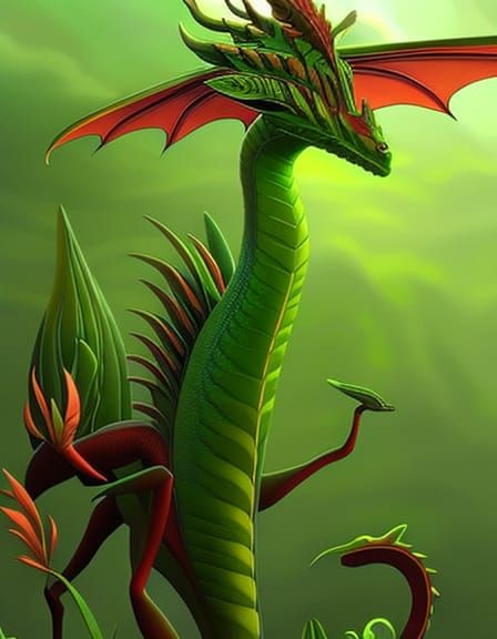 Intricate Alien Dragon Portrait in Art Nouveau Style