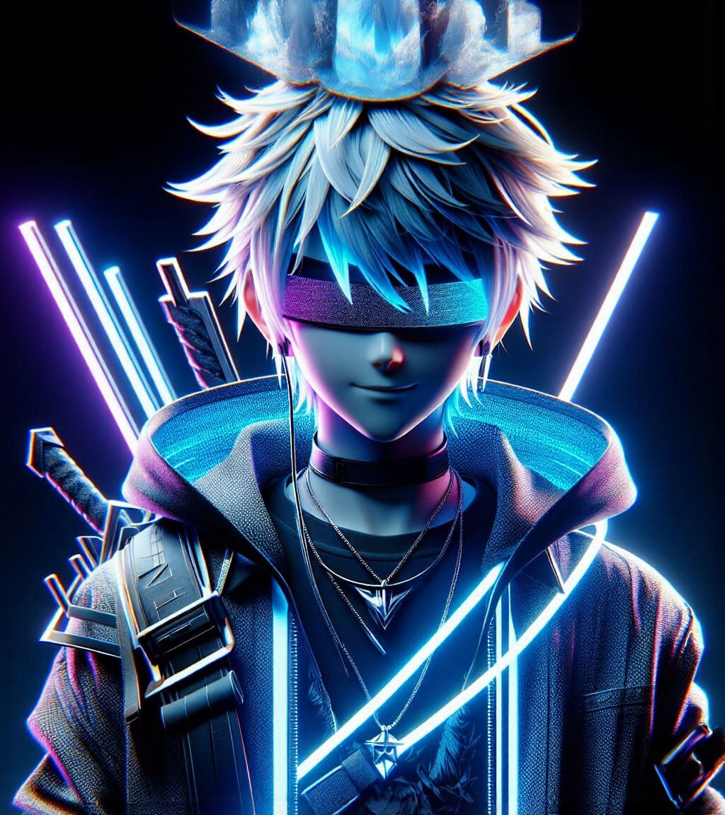 Anime Boy 'Asu' in Neon Cyberpunk Style