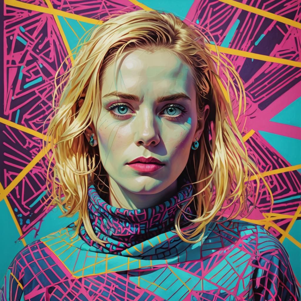 Intense Surrealist Portrait in Pop Art Style