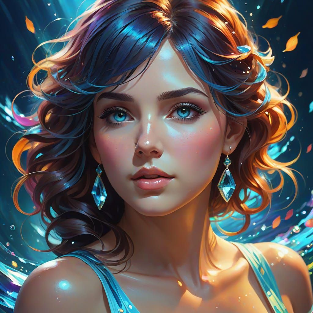 Aquarius Portrait Concept Art in Dynamic Lighting