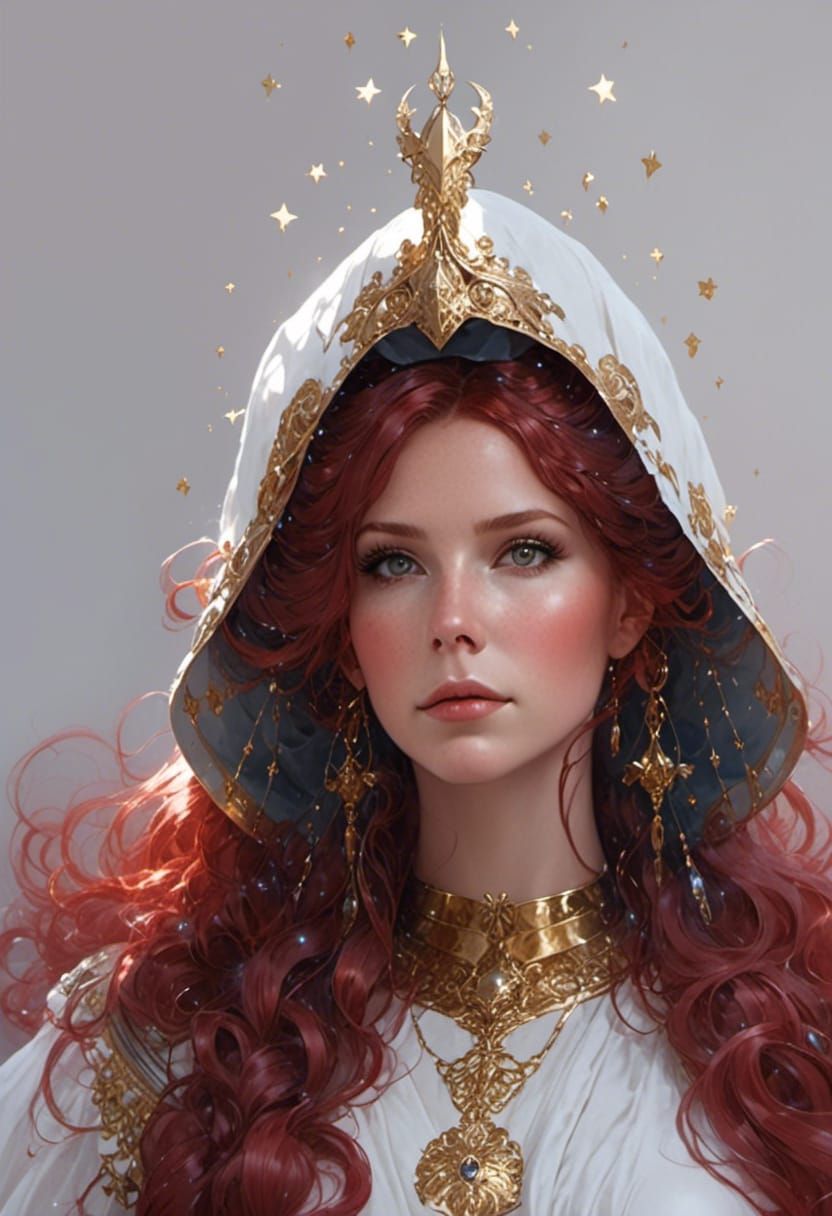 Red-Haired Goddess in Rococo Style