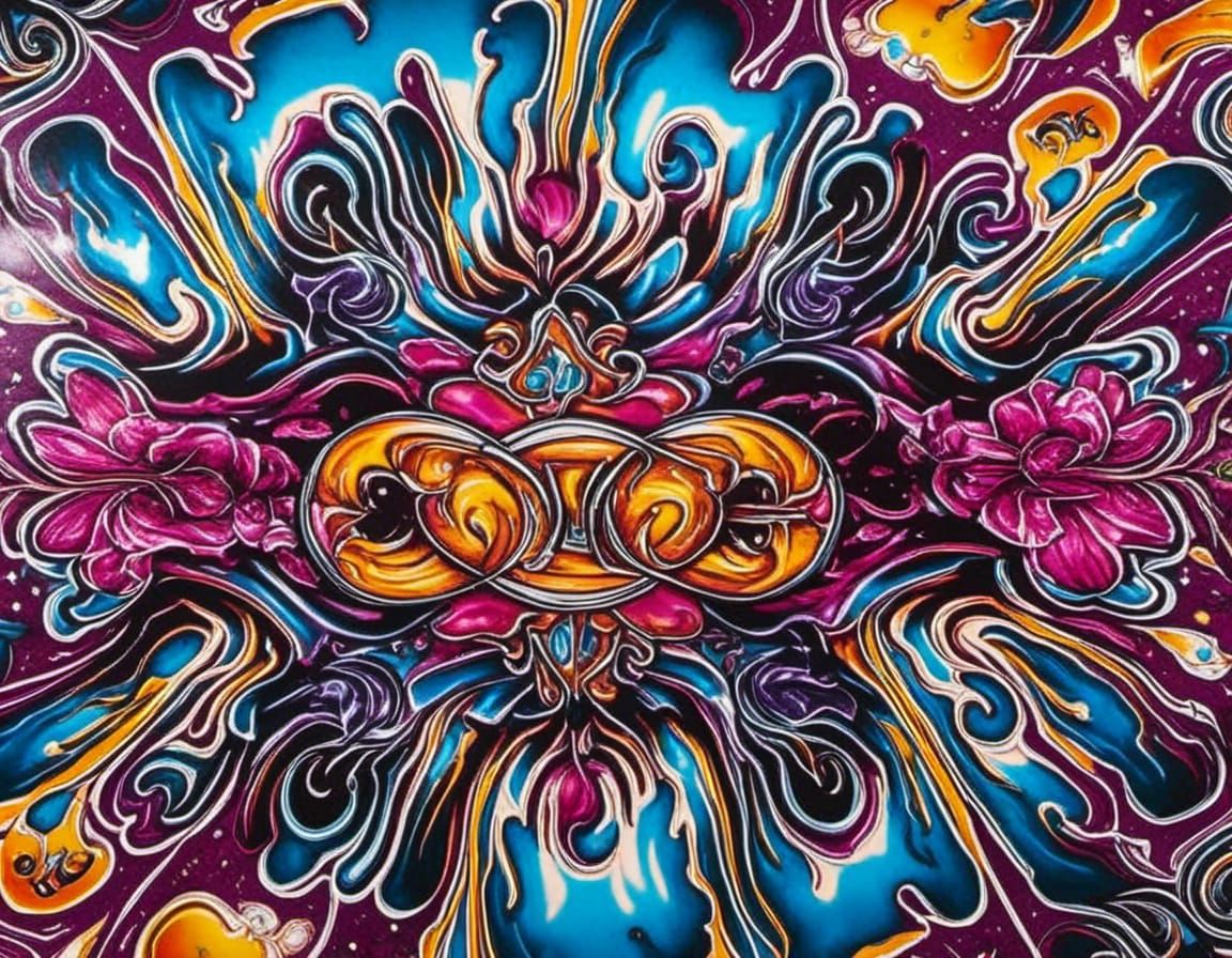 Glittering Graffiti Mural in Street Art Style