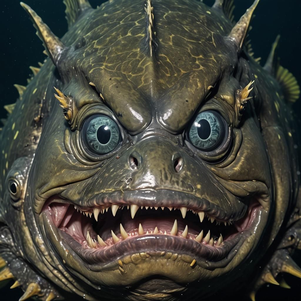 Eerie Sea Monster Stares Intently, Professional Photography