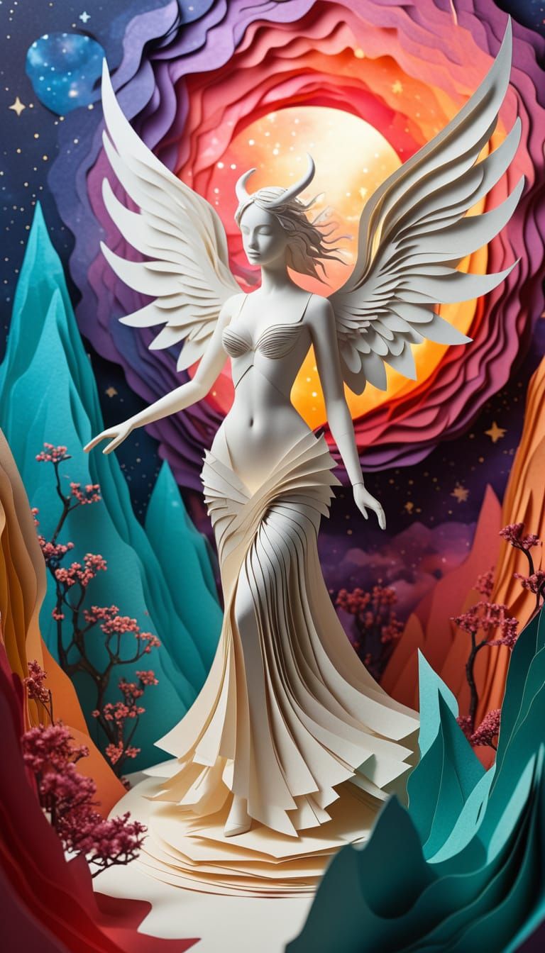 Surreal Paper Queen in Astral Zen Garden