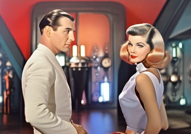 Retro Sci-Fi Pinup on the Moon