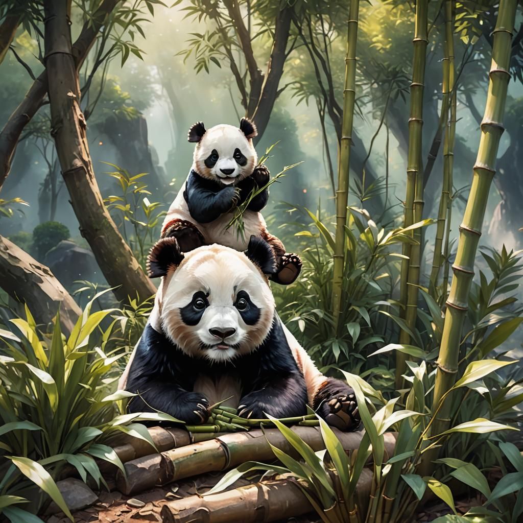 Fantasy Panda in Zenful Zoo Scene