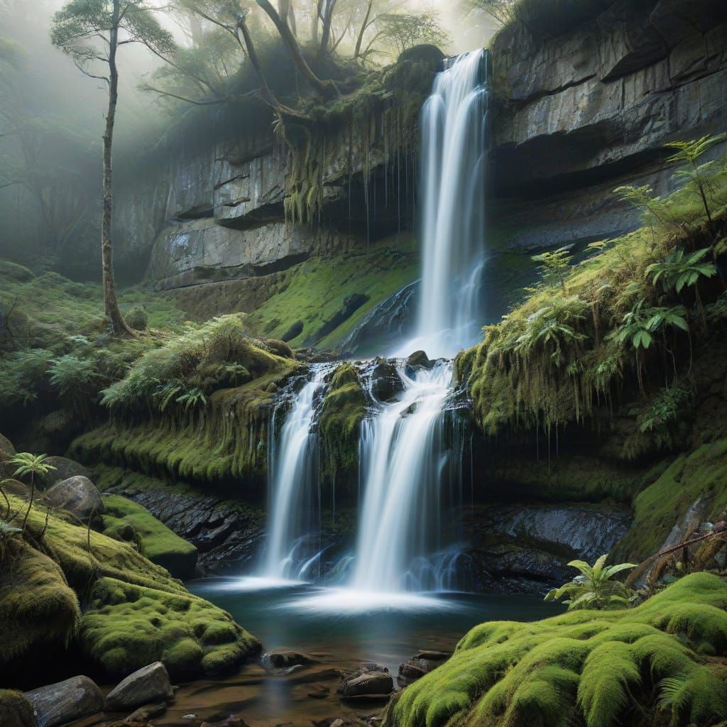 Awe-Inspiring Waterfall Landscape in Majestic Wilderness
