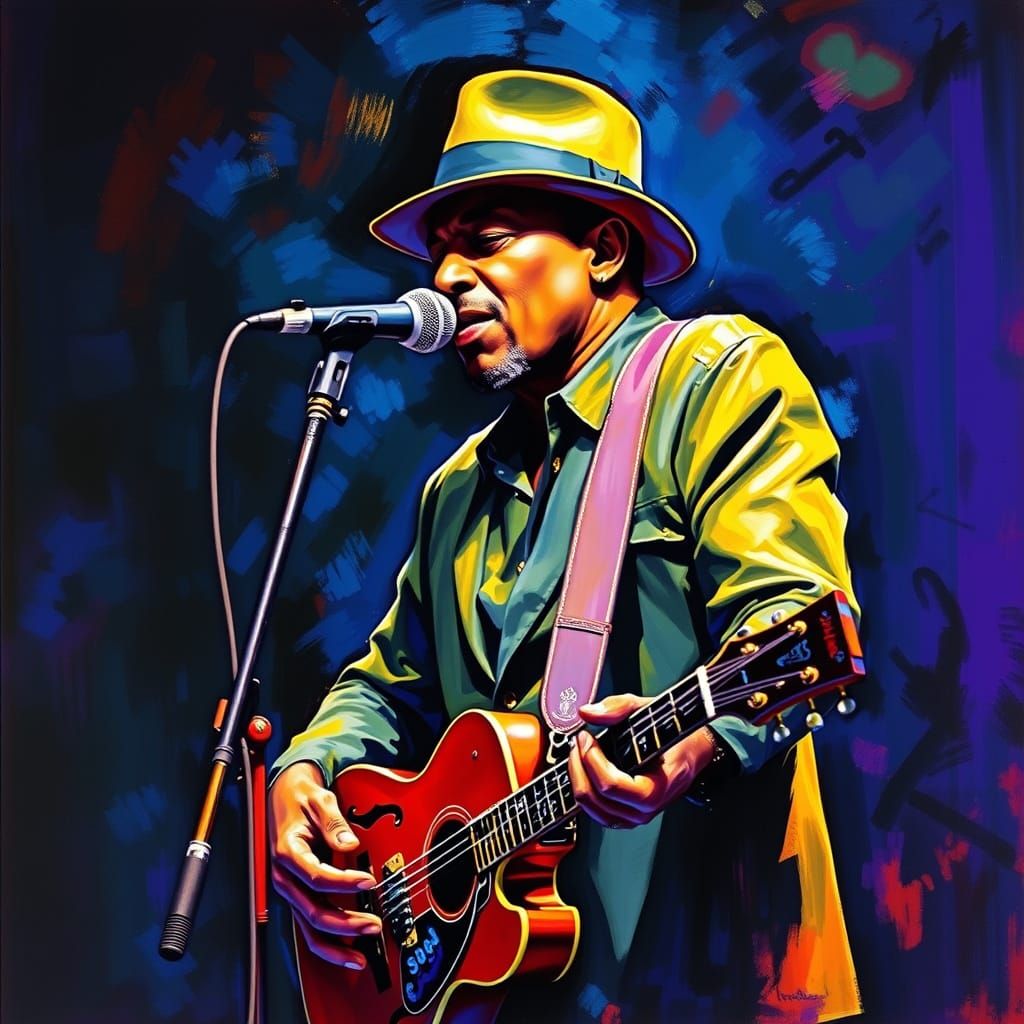 Blues Musician in Smoky Club: Expressive Art