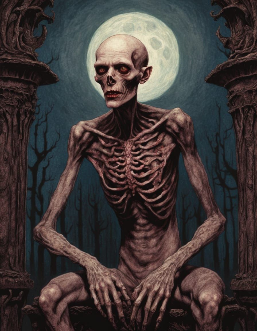 Grotesque Vampire Emerges from Decaying Coffin in a Hellish ...