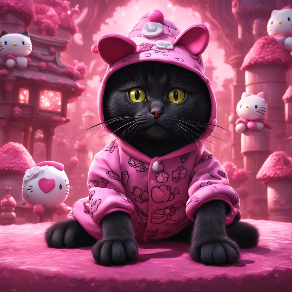Cat in Hello Kitty Pajamas: Fantasy Concept Art