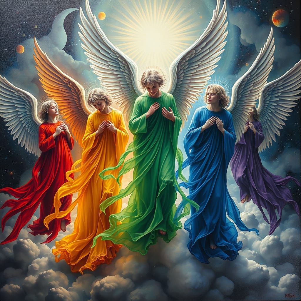 Seven Archangels in Dreamlike Surrealist Style