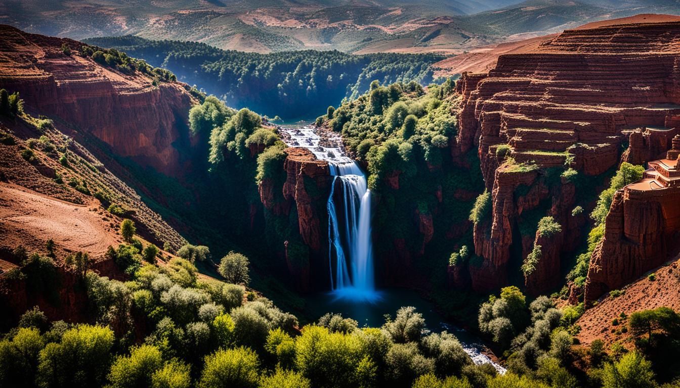 Ouzoud Waterfalls, Morocco: Aerial View in Natural Light