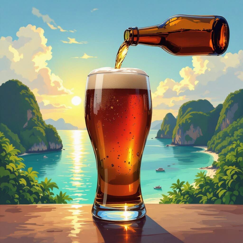 Brown Ale Pour in Thailand, Romantic Impressionism