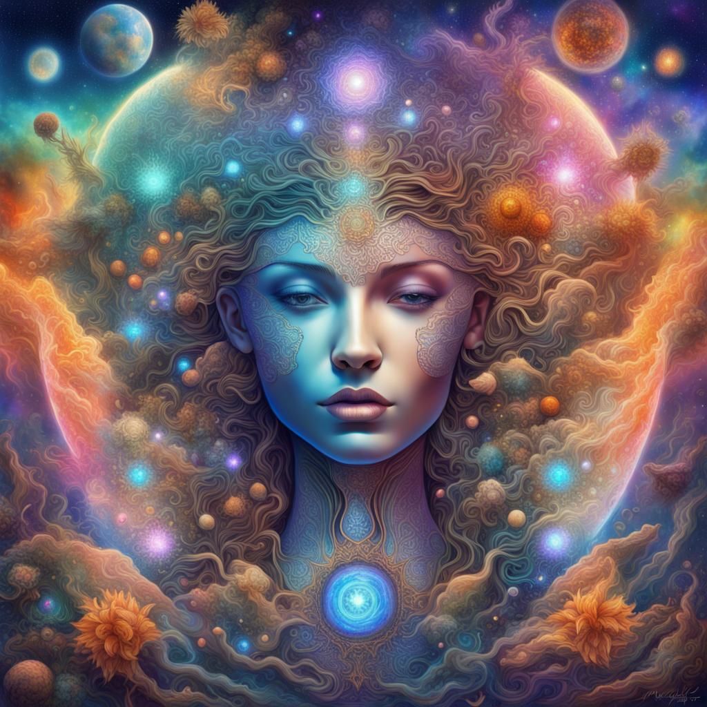 Cosmic Treasures of Mother Earth: Astral Illustration