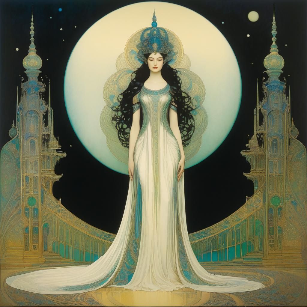 Arabesque Lithograph in Art Nouveau Style