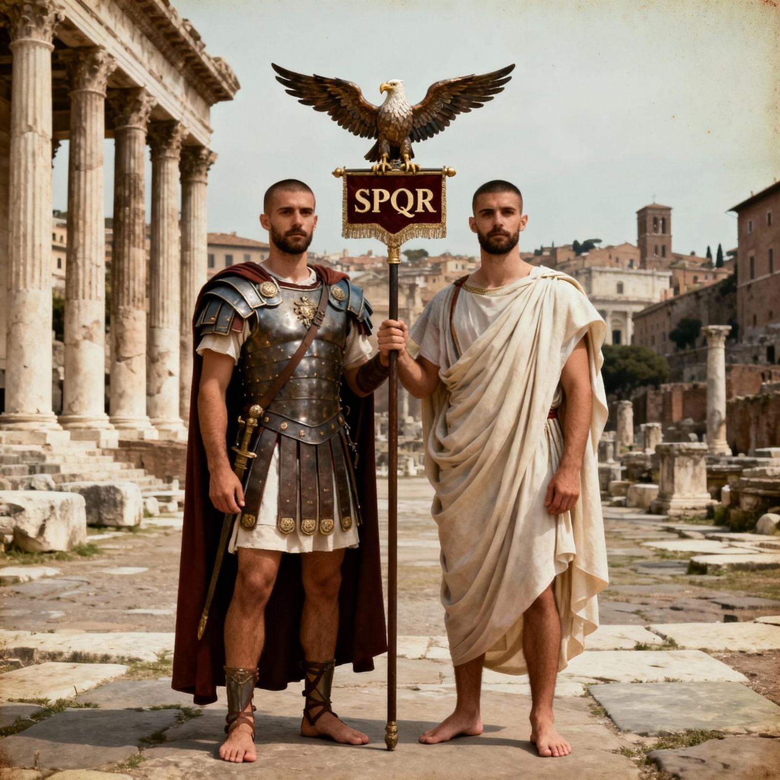 Roman Legionary and Senator with Eagle Standard