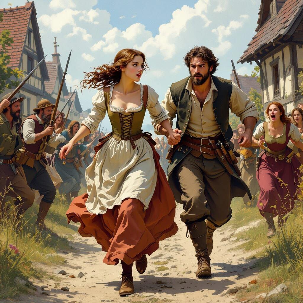 Flemish Woman Accused of Sorcery: Hyperrealistic Concept Art