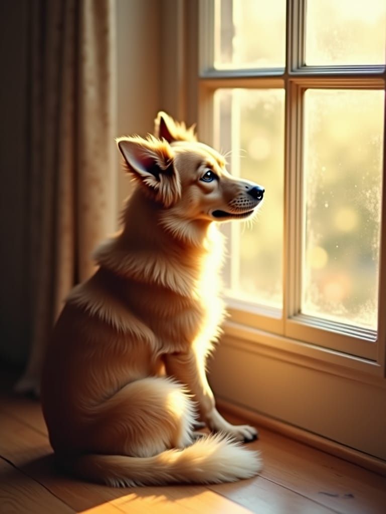 Serene Canine Portrait in Impressionist Style