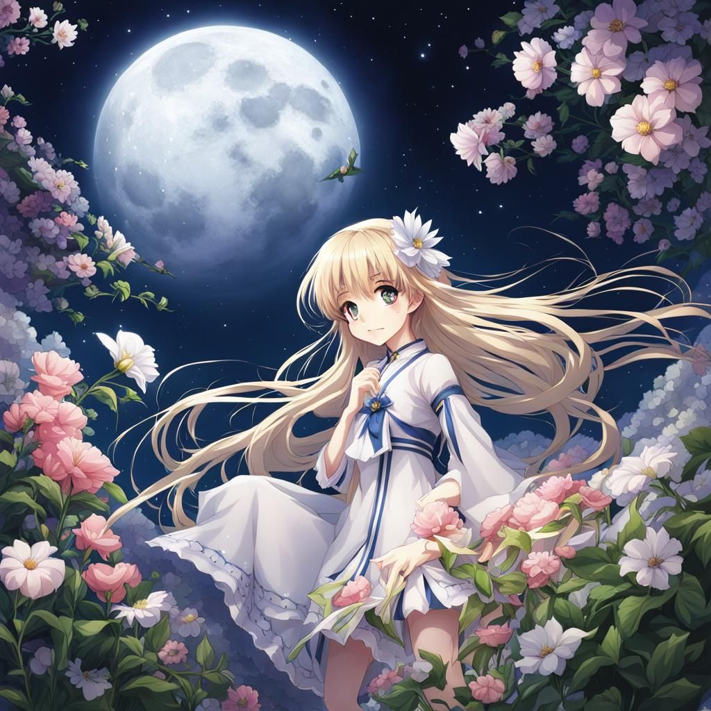 Anime Style Moon Flower Key Visual