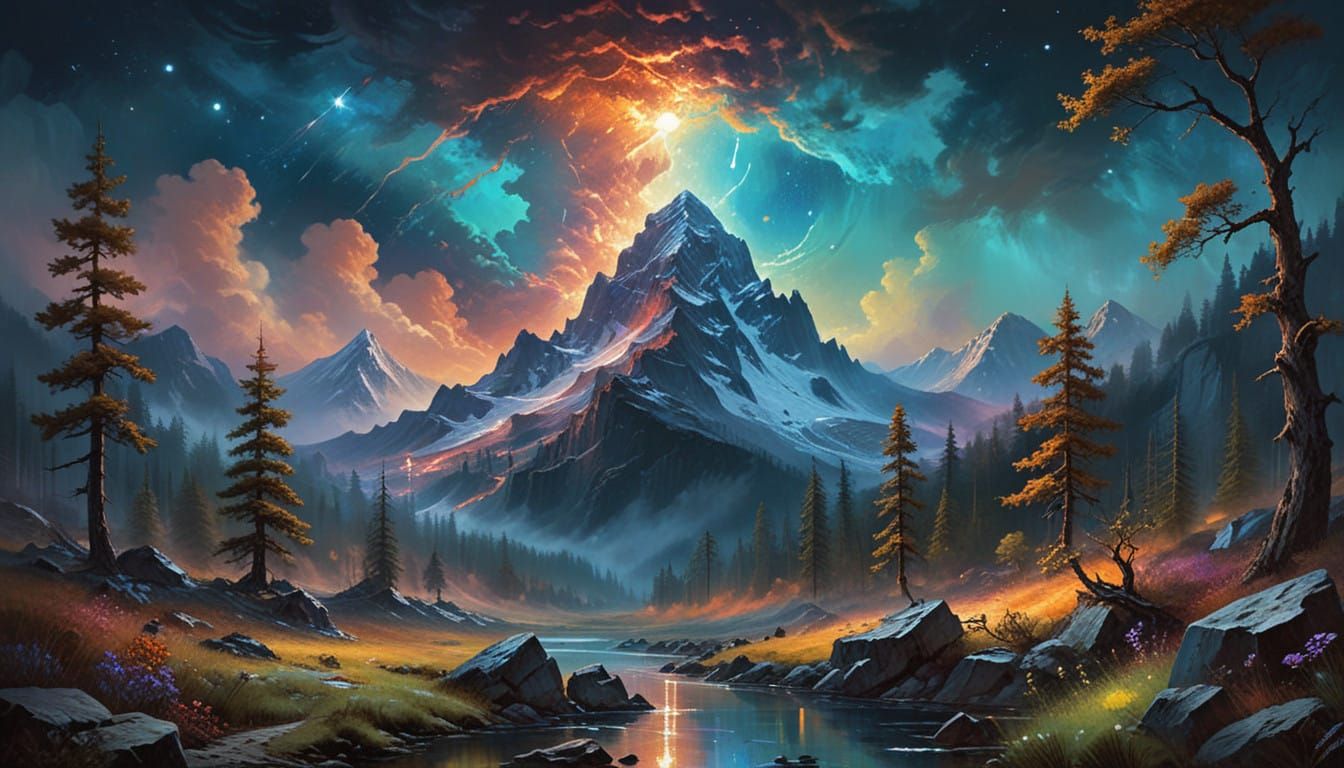 Ethereal Summer Realm in Vibrant Night Aesthetic