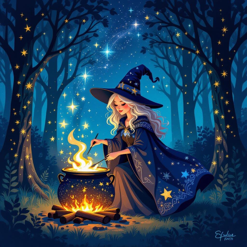 Mystical Witch Brews Starry Night Potion