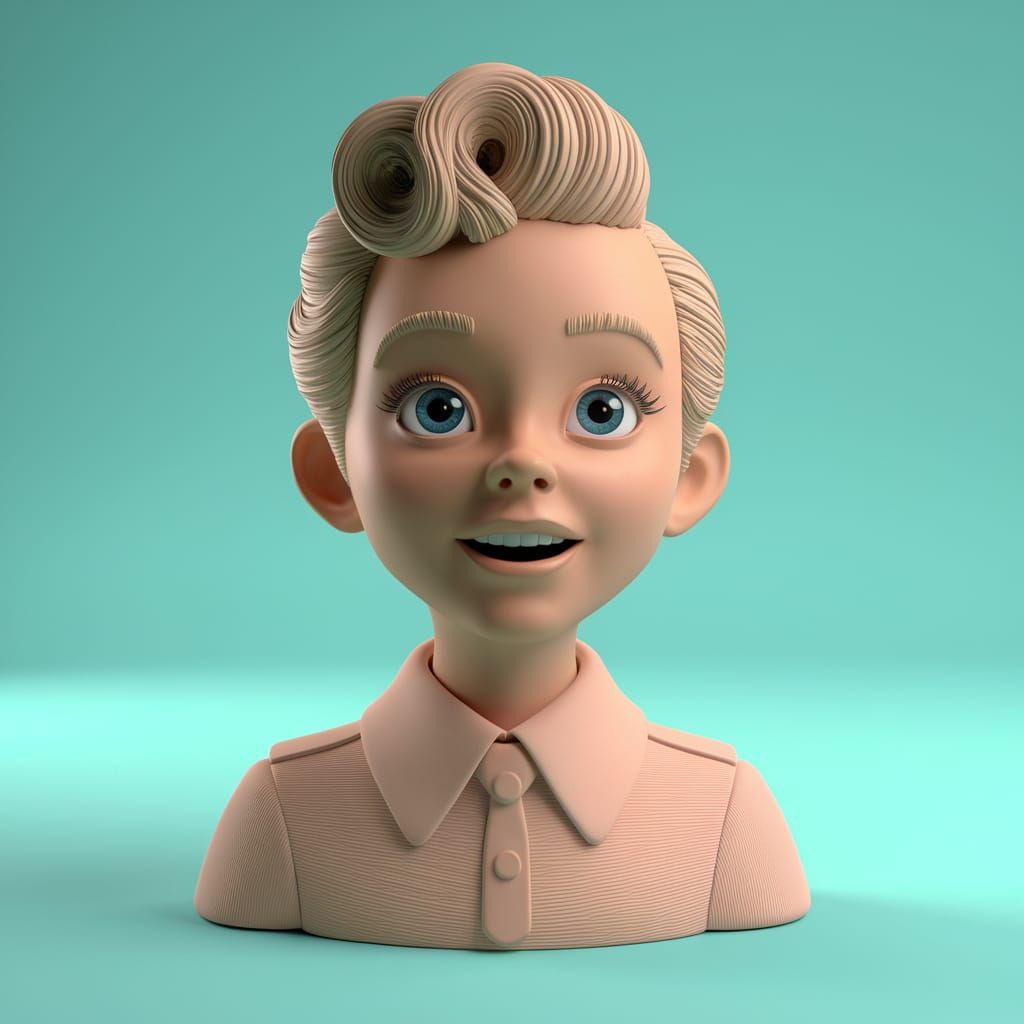 1950s Cartoon Clay Sculpture