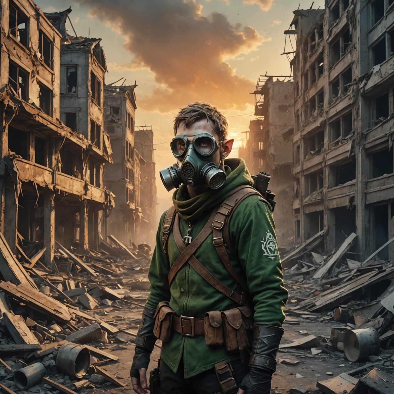 Elf Survivor in Destroyed City: Digital Painting