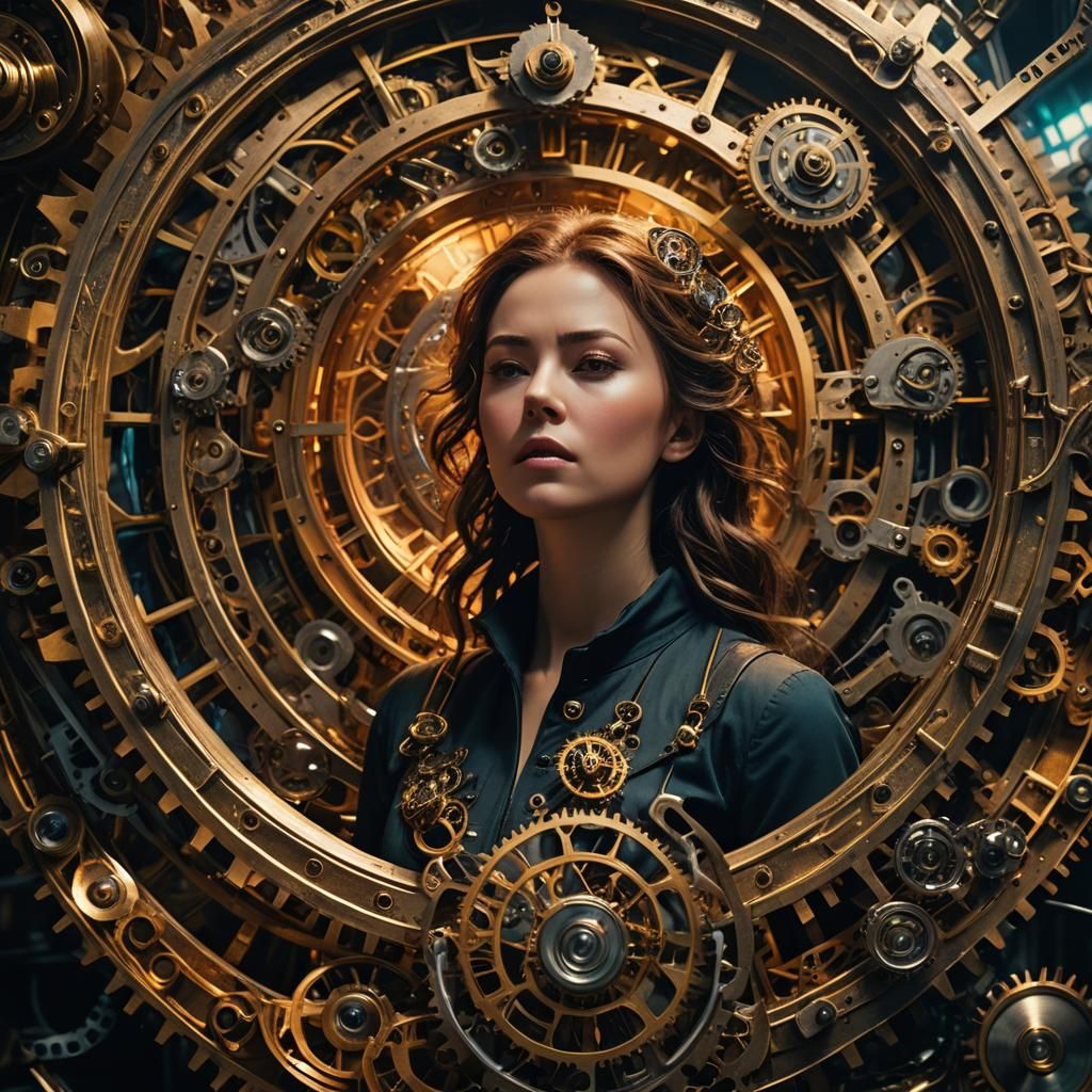 Clockwork Vortex: Time Manipulation in Digital Art