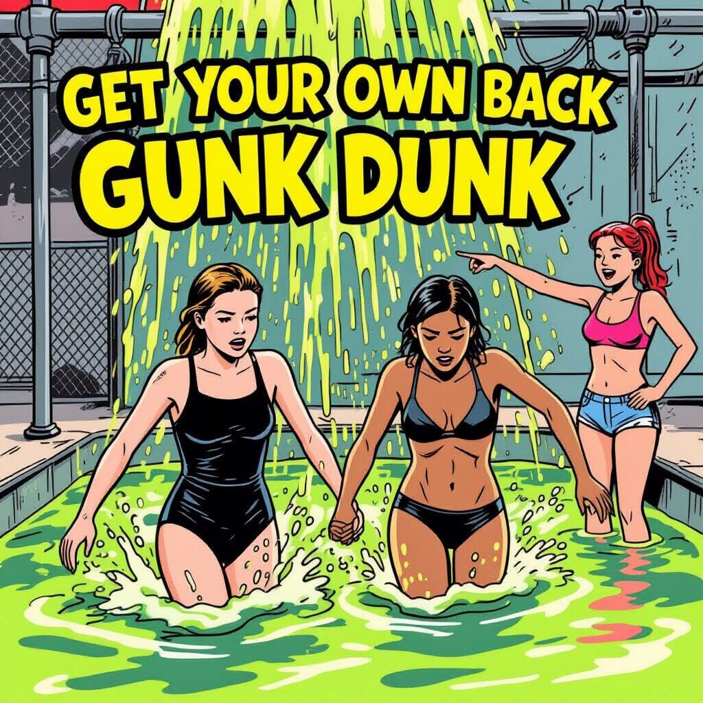 Women Playfully Endure Gunk Dunk Challenge