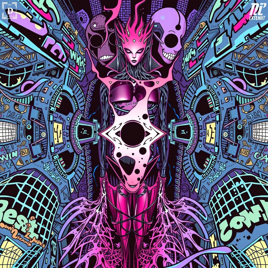 Liquid Metal Figure in Cyberpunk Dystopia