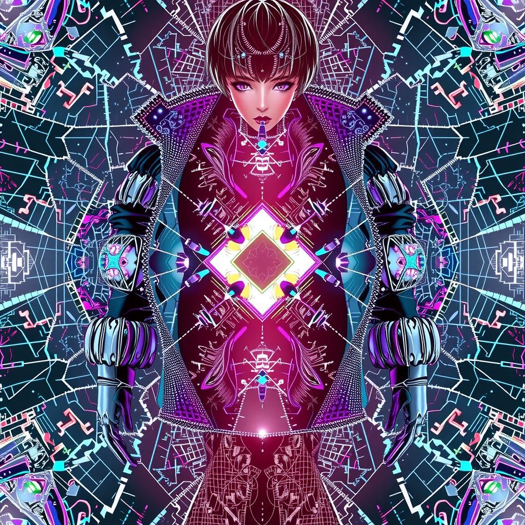 Cyberpunk Woman in Melting Reality