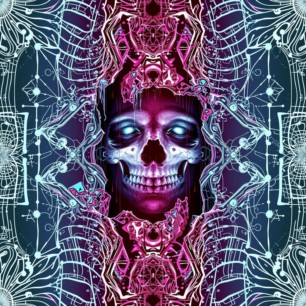 Fragmented Figure in Neon Gradient, Digital Art