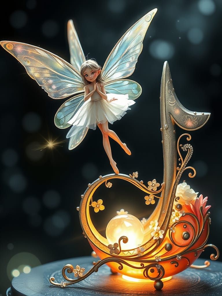 Ethereal Fairy on a Glowing Musical Note