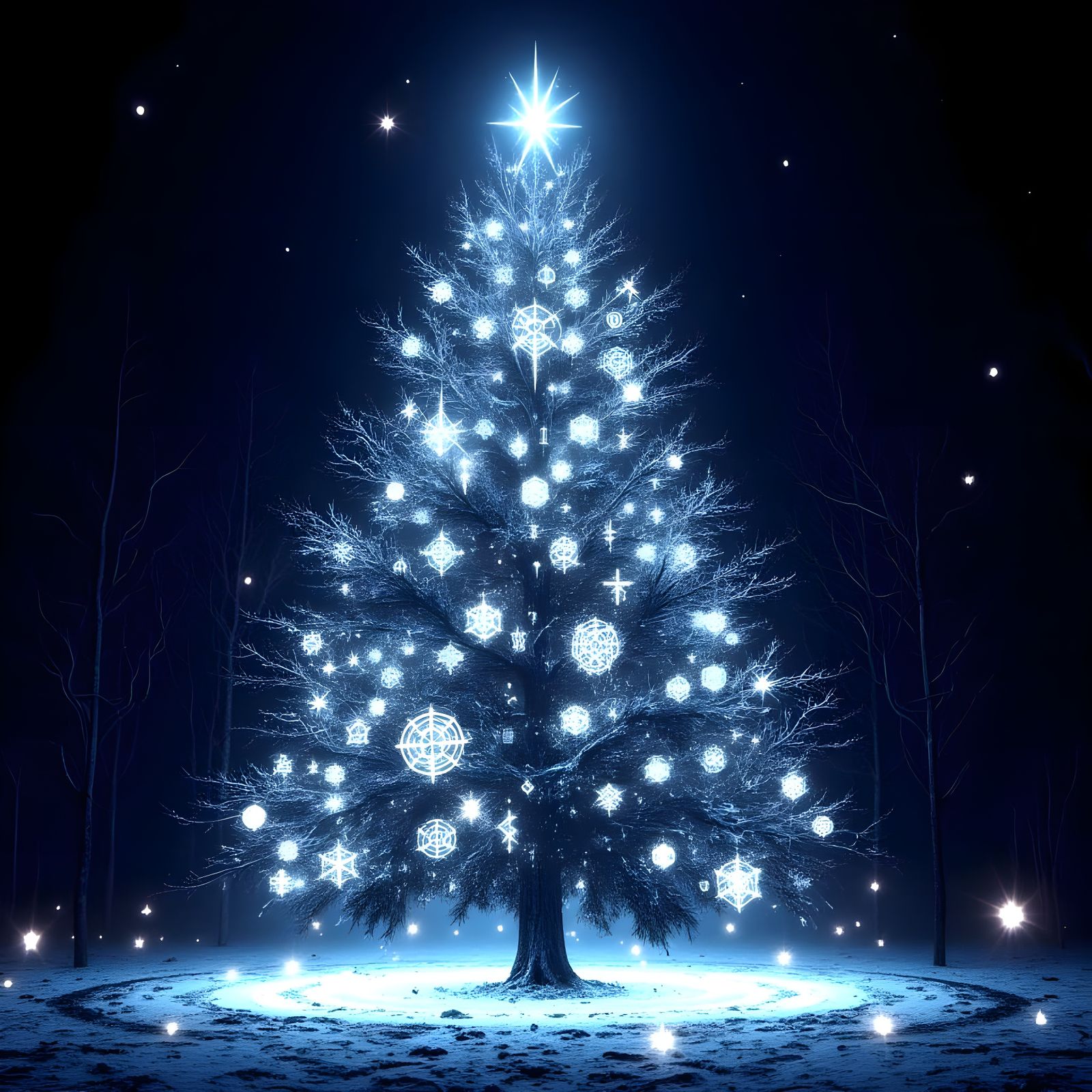 Whimsical Winter Wonderland with Glowing Runes