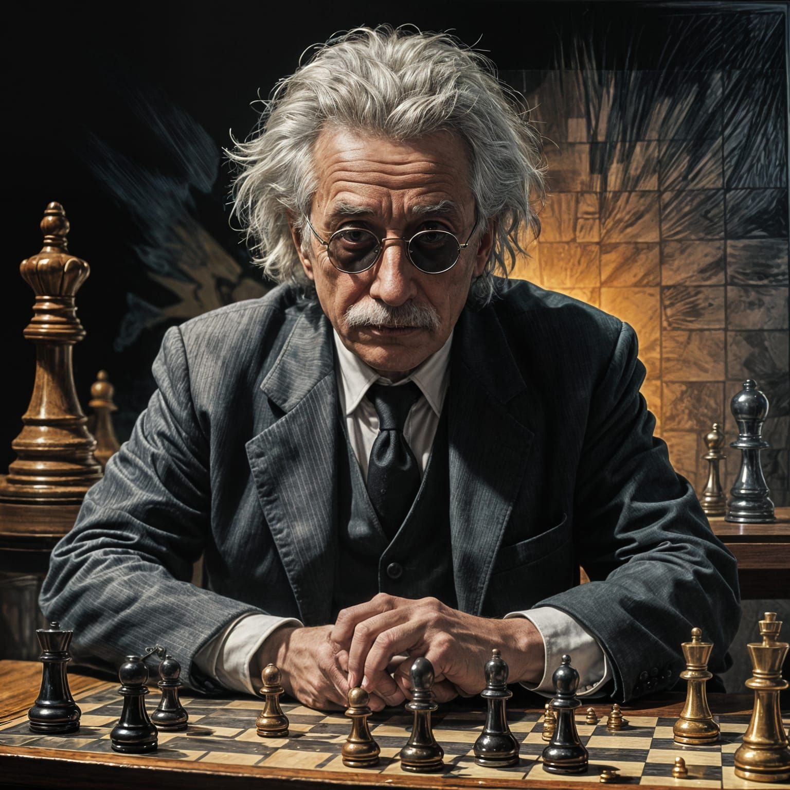 Einstein as Hellblazer in 80s Comic Style