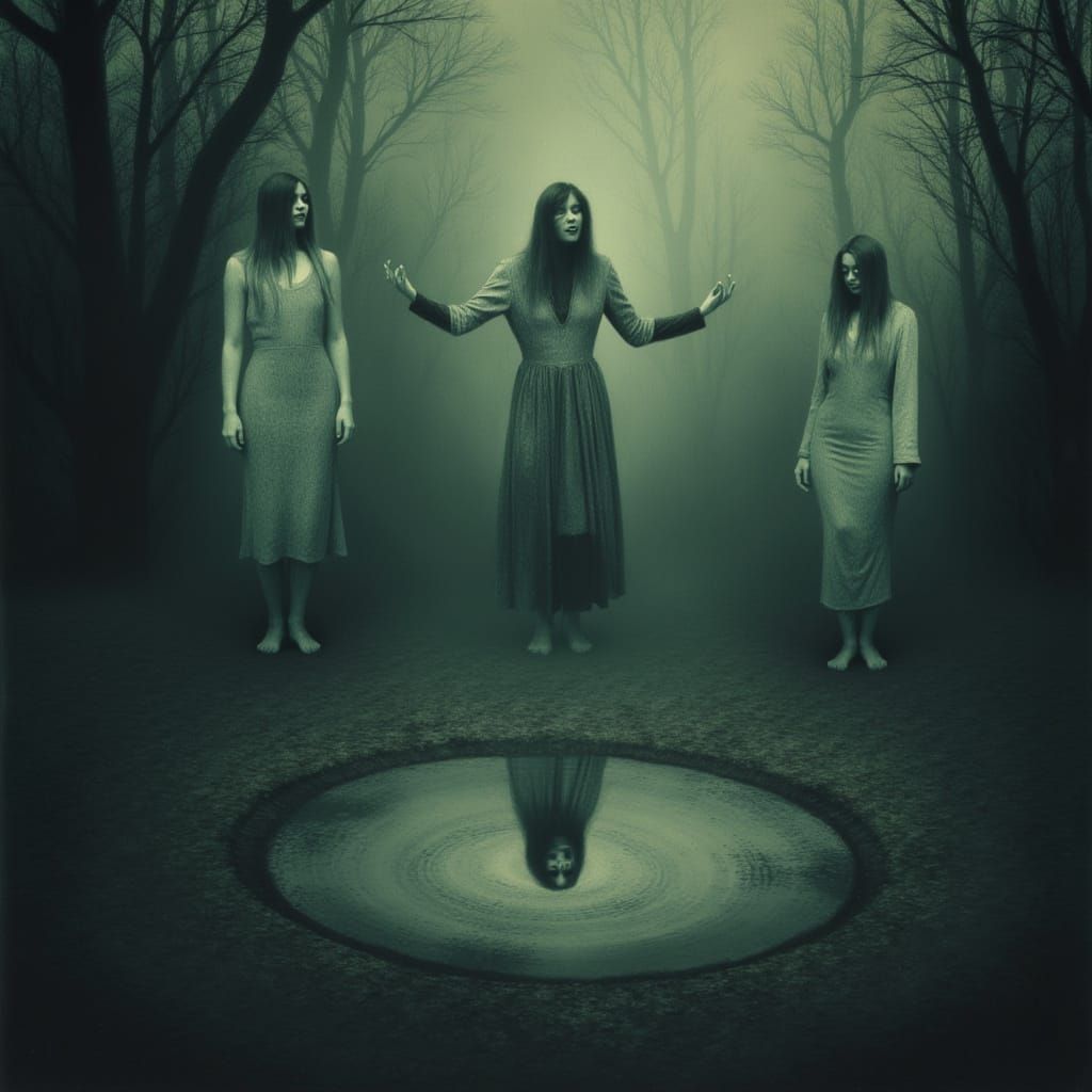 Ghostly Women Haunt Desolate Clearing With Overflowing Well