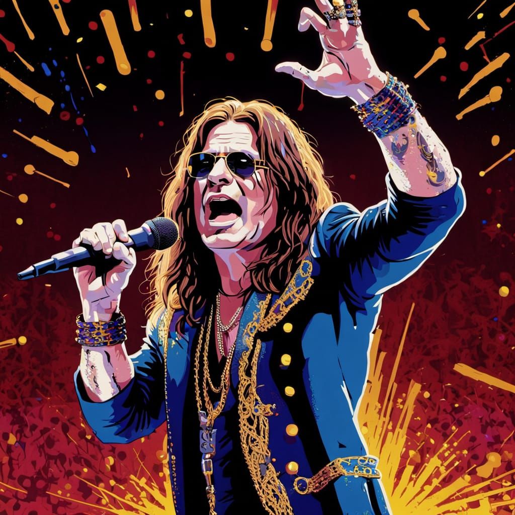 Ozzy Osbourne Coliseum Performance in Pop Art Style