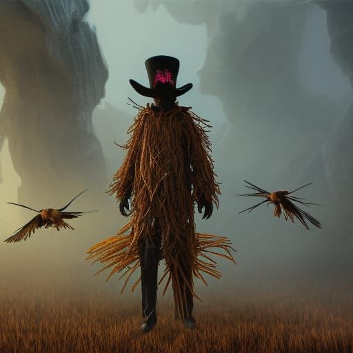 Crows Welcome Scarecrow: Detailed Matte Painting