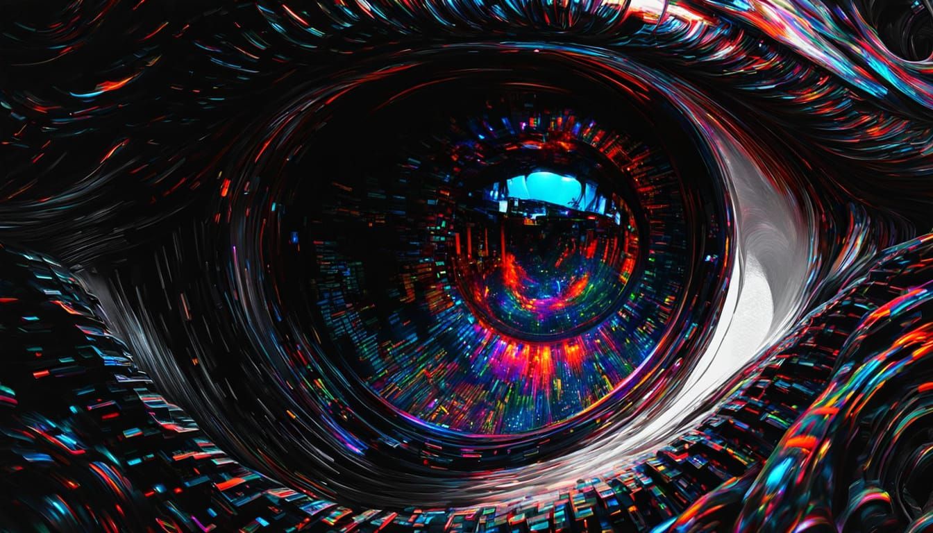 Anime Girl in Binary Vortex: Hyperrealistic Digital Art