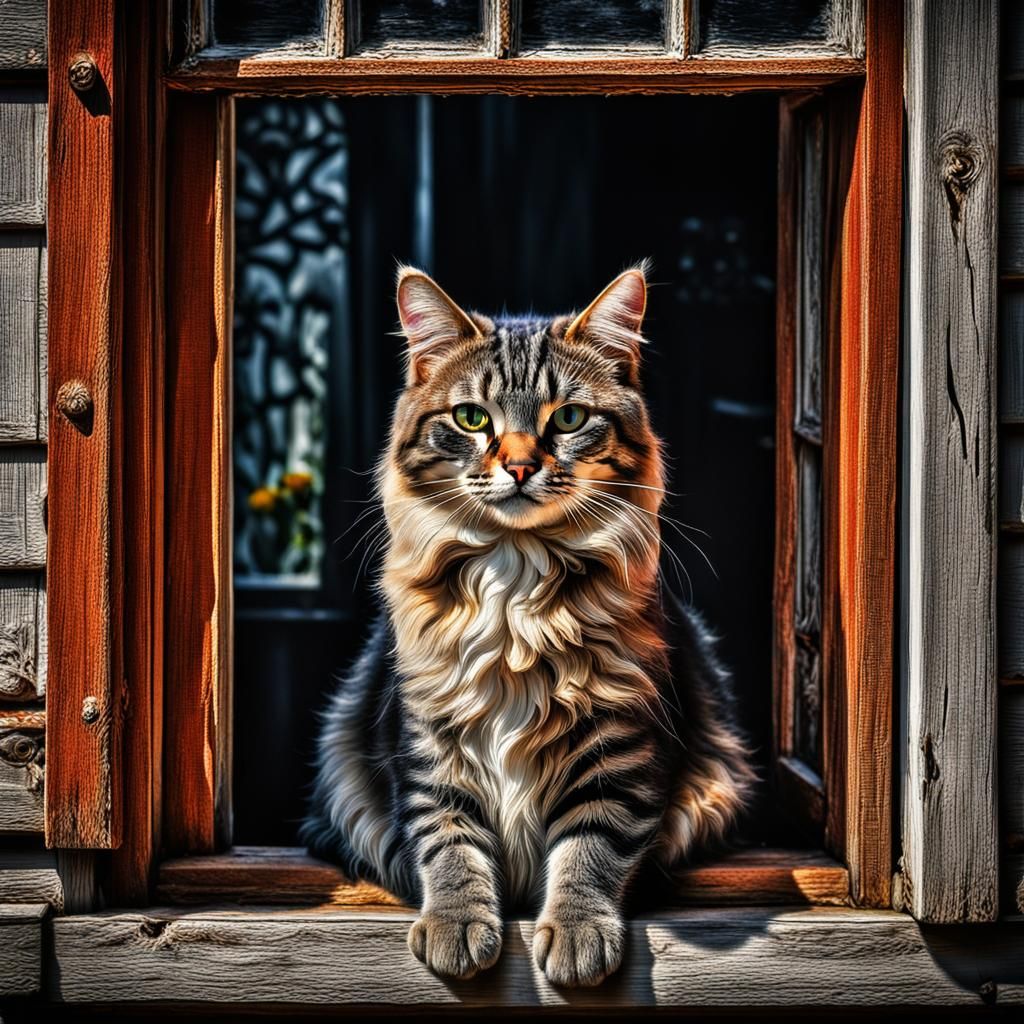 Beautiful Cat Enjoying Sunlight: A Hyperrealistic Masterpiec...